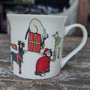 Whimsical Festive Cat Mug with Holiday Design